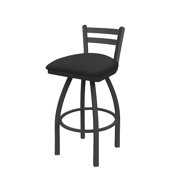 25" Low Back Swivel Counter Stool, Pewter Finish, Canter Iron Seat